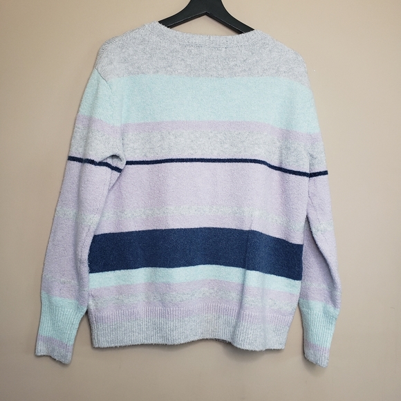 Caslon crewneck sweater in grey blue evie stripe S - Picture 6 of 6